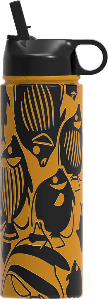 printed bottle depicting tropical fish
