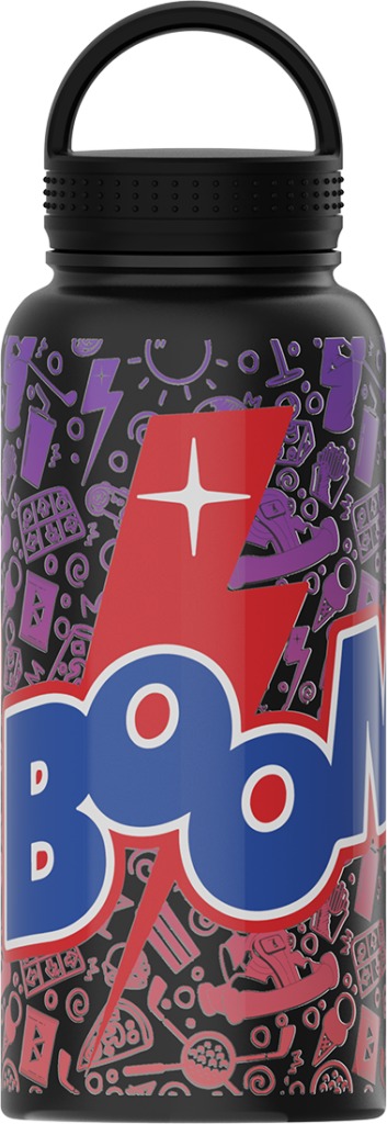 amusement park print on 32oz bottle