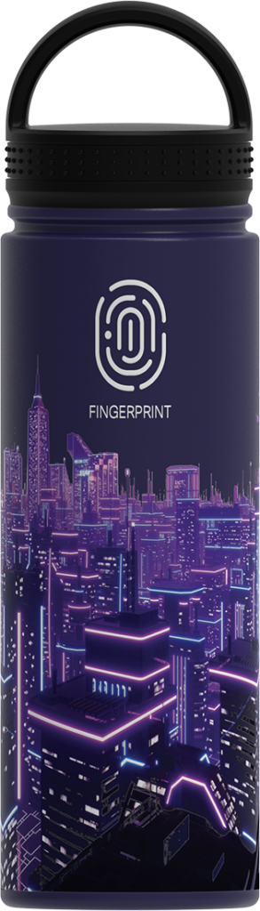 cityscape printed on a 20oz bottle