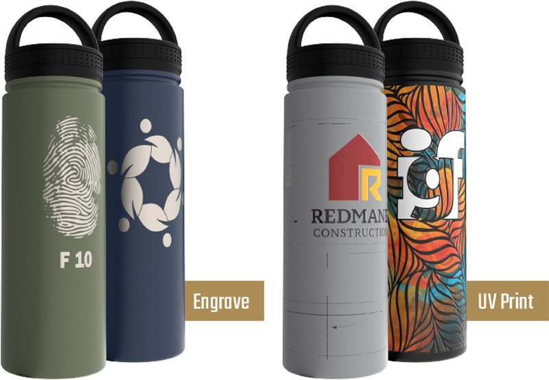 printed and engraved 20oz bottles