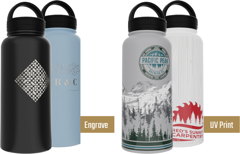 Engraved and printed 32oz bottles